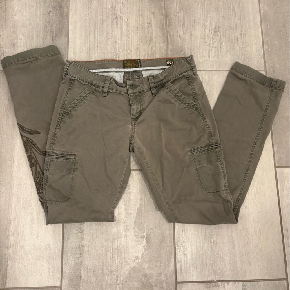 Lucky Brand Olive Green Pants with Embroidery